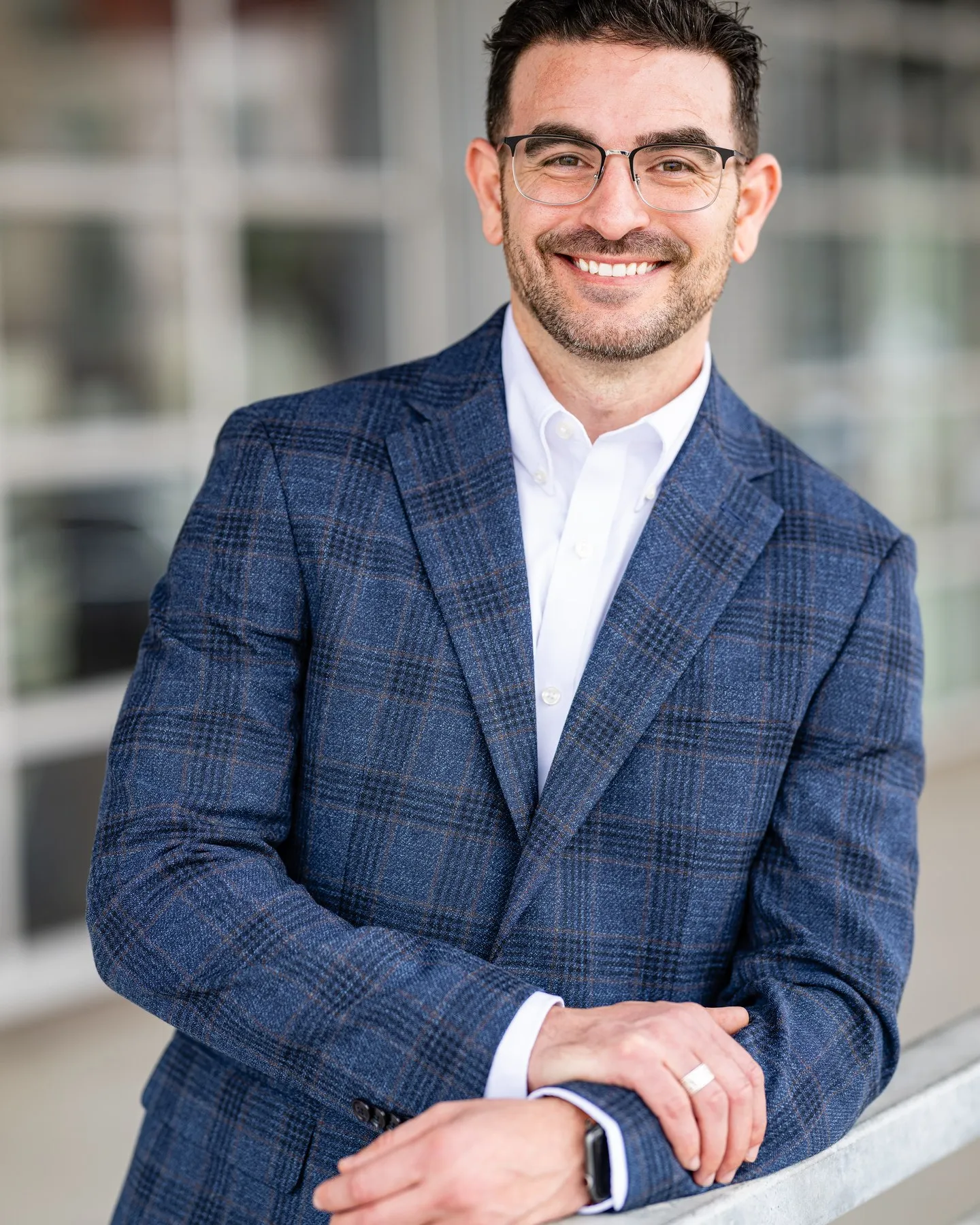 Mark Immler, owner of Dapper AV Solutions, in a blue plaid blazer
